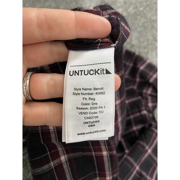 Men’s UNTUCKit Long Sleeve Benoit Plaid Button Front Shirt NWT Small Plaid - Picture 5 of 5